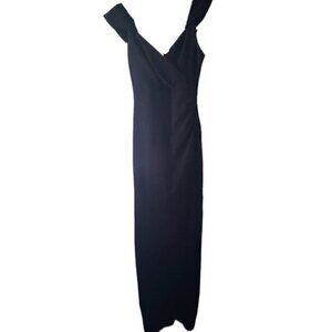 Windsor Black Off-Shoulder Cocktail Dress with Side Slit